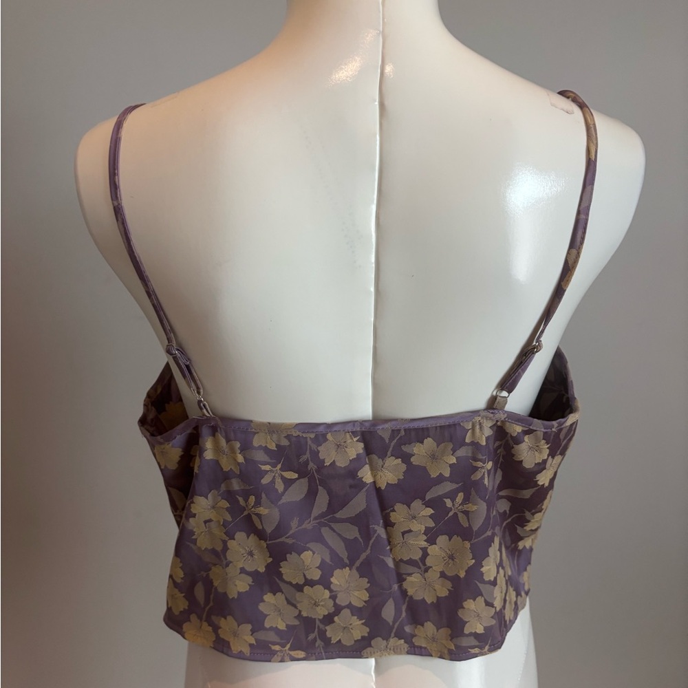 Commense floral satin Purple Women's Top - Picture 5 of 5